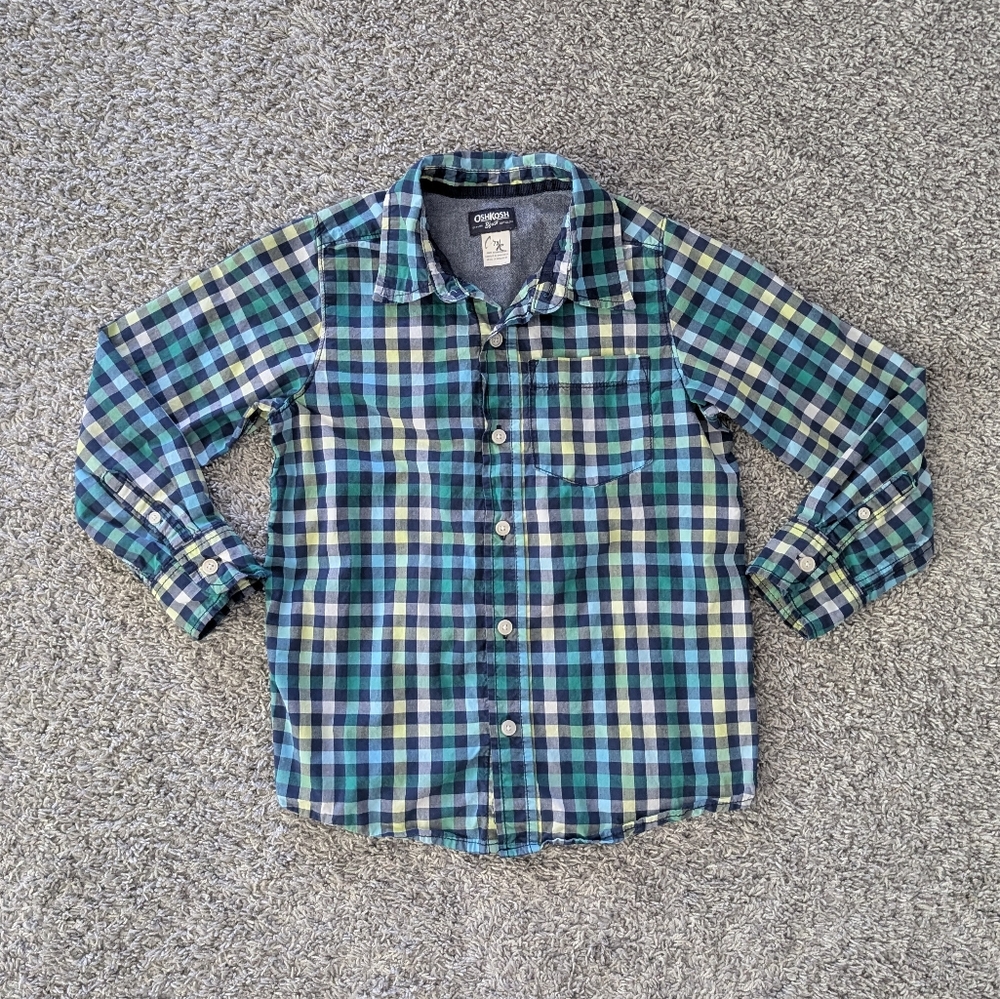 Oshkosh B'gosh boys plaid button up dress shirt